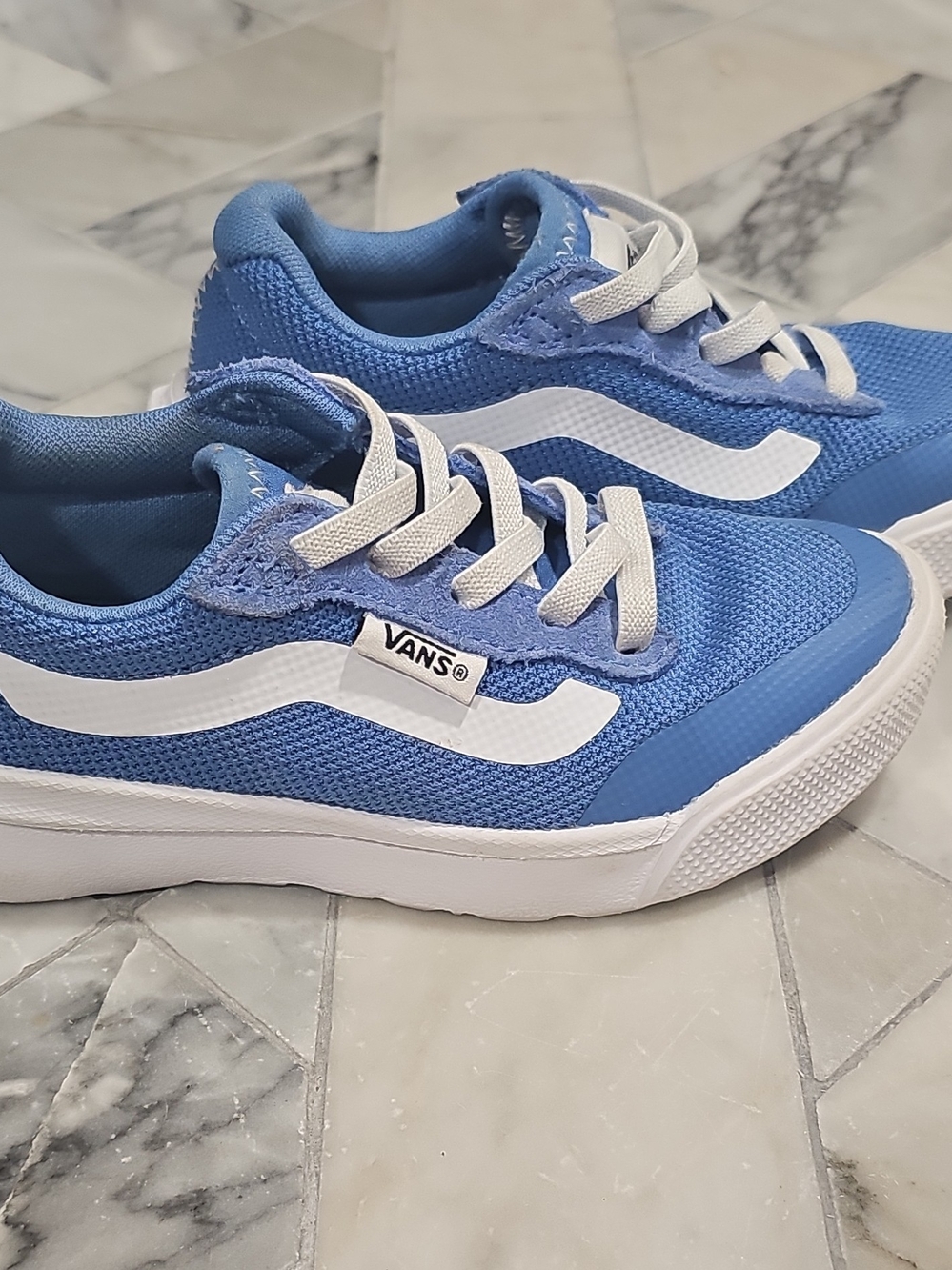Vans Kids Blue and White Low-Top Sneakers 10.5
